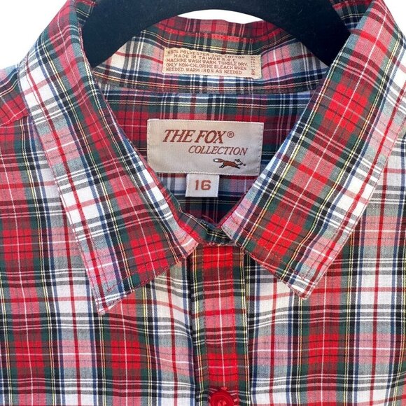 The Fox Collection Womens Red Plaid Button-Up Long Sleeve Cotton Blend Shirt 16 - Picture 5 of 8